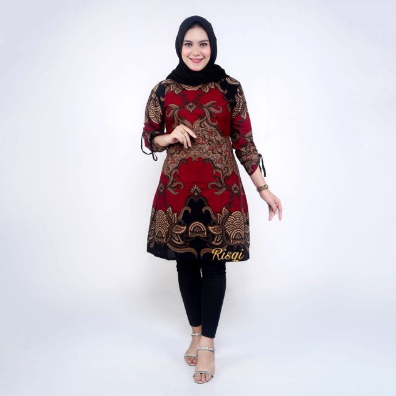 Tunik Batik Baju Wanita Tunik Serut Tunik Resleting  Batik Original Fasion Wanita