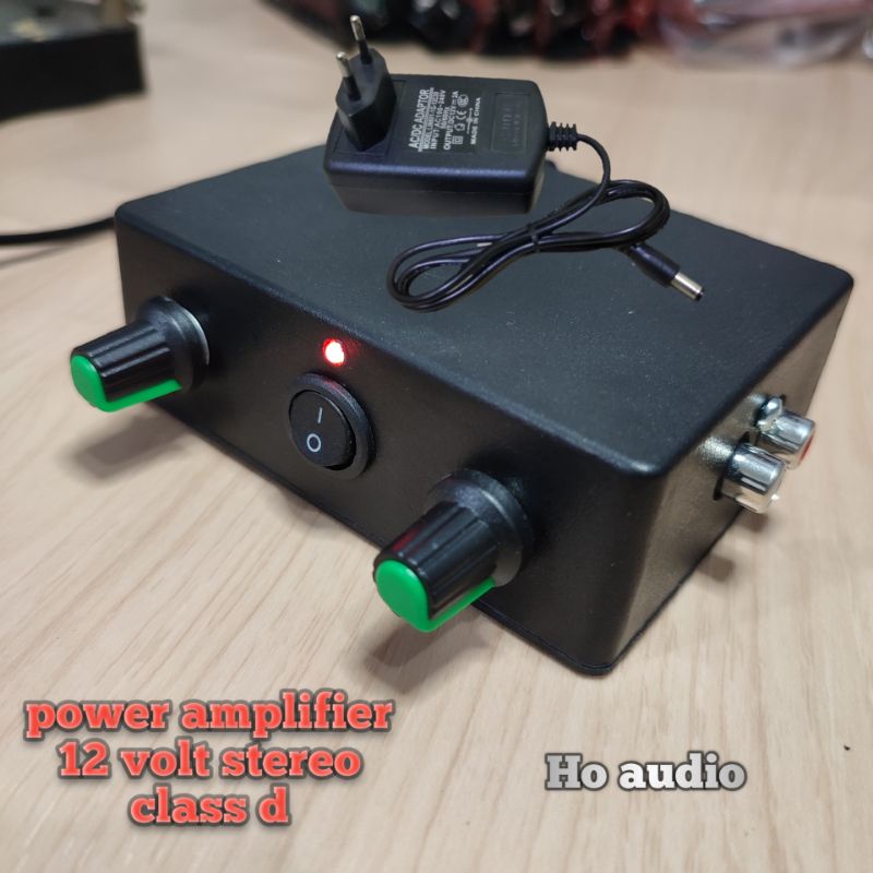 ampli mini 12v stereo 2 potensio amplifier class d + adaptor 12 volt pam8610