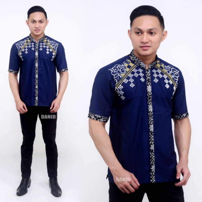 Terbaru Baju Koko Lengan Pendek Bordir Motif Catur