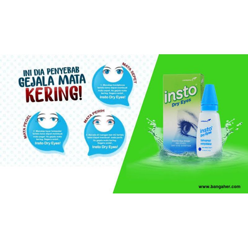 INSTO REGULAR EYE DROP HIJAU DAN INSTO DRY EYES BIRU MOISTURE MATA MERAH PERIH GATAL KERING IRITASI