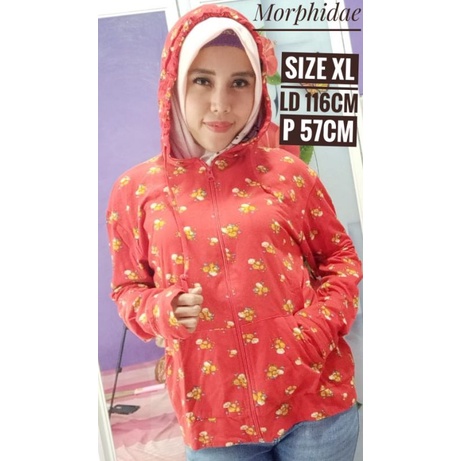 Morphidae S XL Outer Jaket hoodie lengan Panjang wanita kaos katun adem brand Matahari