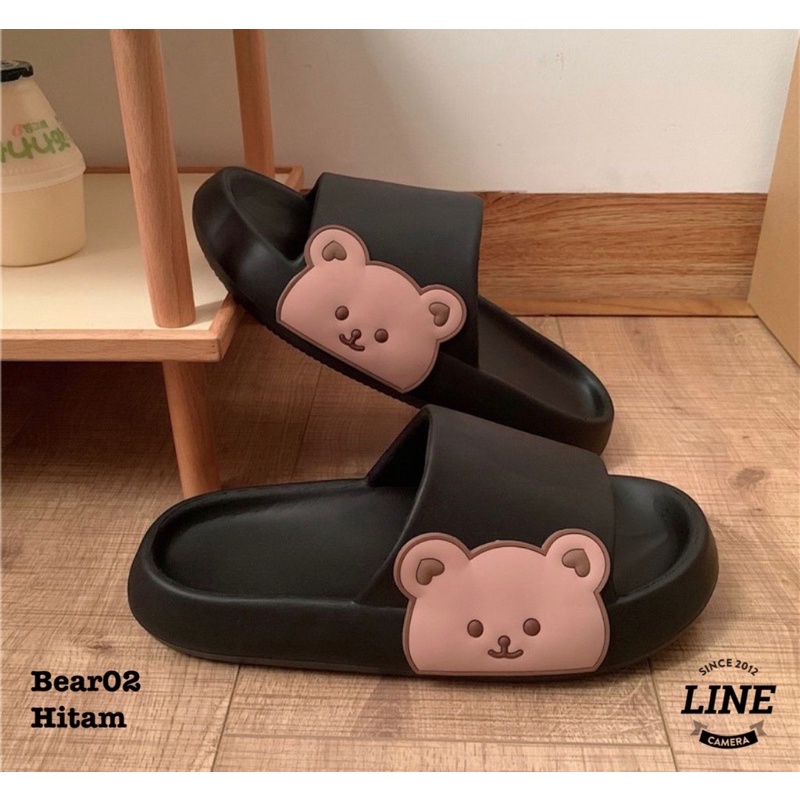 SANDAL RUMAH RUBBER KARET RUMAHAN OUTDOOR JALAN BERUANG BEAR TERBARU TINGGI ANTI LICIN BEAR02