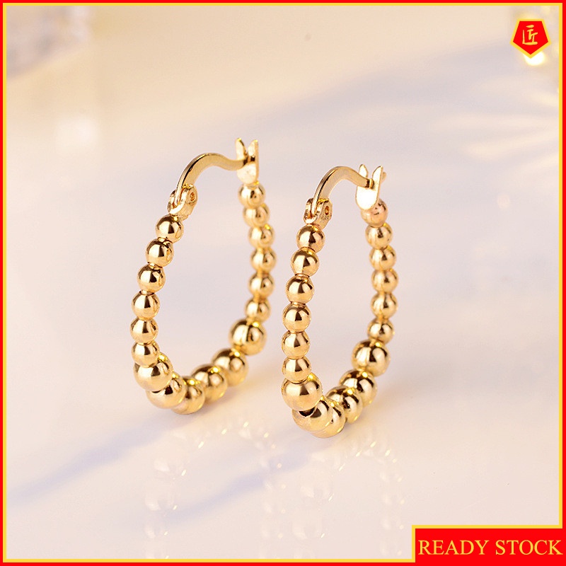 [Ready Stock]Creative 925 Silver Glossy Beads Earrings