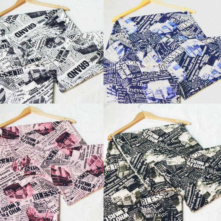 Murah RGBBR Kain Rayon Viscose Motif Koran Abstrak Premium Kode P Q41 Ready