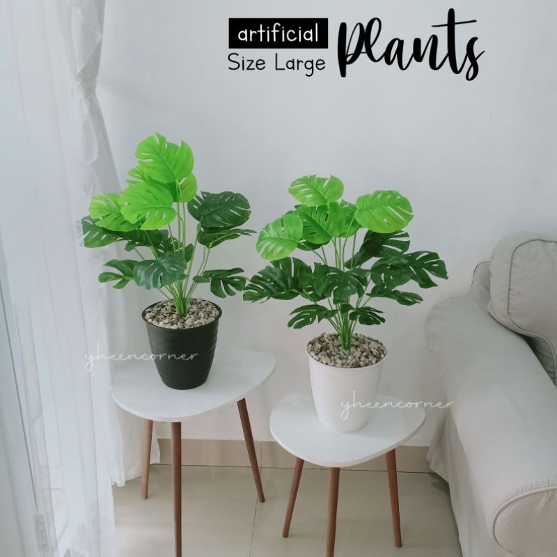 Artificial Plants Monstera Palm Banana Fiddle Leaf Tree / Pohon Pisang / Pohon Palem / Pohon Ketapang Biola /  Monstera Artifisial Size Large