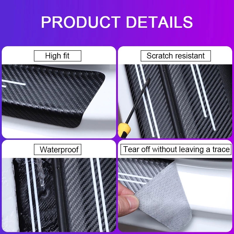 1 / 4pcs Stiker Pelindung pedal Kaki Mobil Bahan carbon fiber Untuk Wuling confero cortez almaz