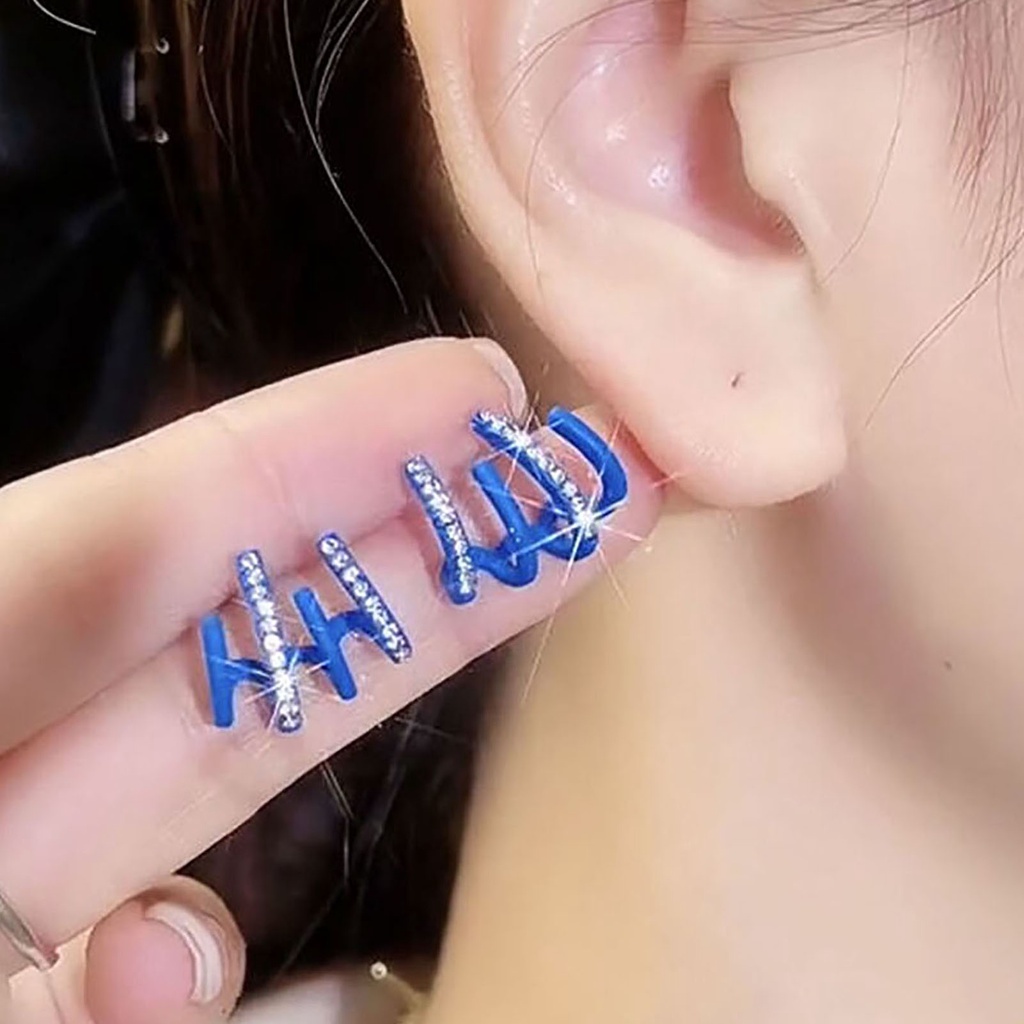 Hu Hu Hu Hu Hu Alat Bantu Pasang Kacamata♡ 1 Pasang Anting Stud Berlian Imitasi Bentuk U Untuk Wanita