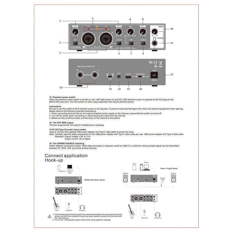 2 in 2 Out Sound Card USB Audio MIC Changer Suara Gitar Elektrik Rekaman Langsung