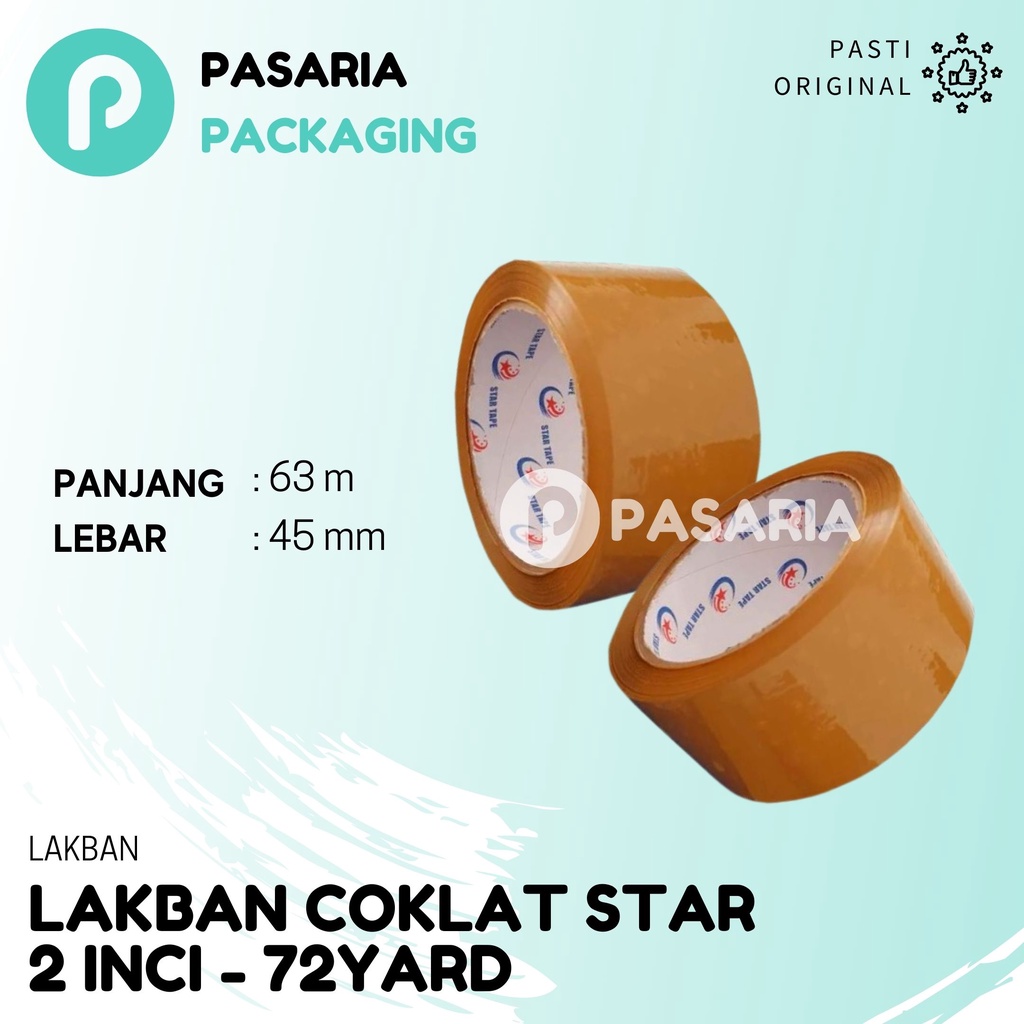 

LAKBAN COKLAT 2inch 72 yard (63m) Star Tape OPP TAPE 2 inci/45mm 63 m 72yard (72y) Cokelat