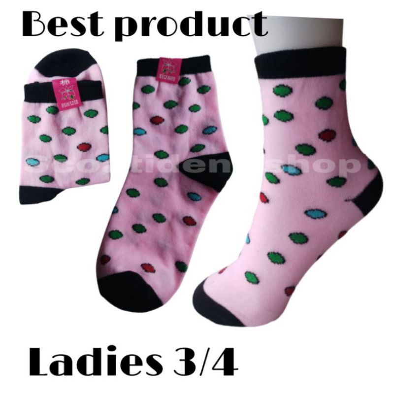 Kaos kaki motif wanita(perlusin), panjang setengah betis(motif dan warna random)