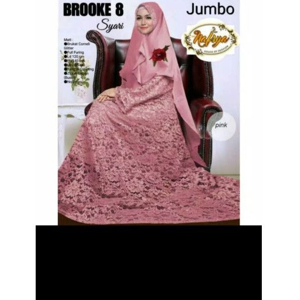 BAJU SYAR'I BROKAT BROKAT CORNELLI GLITTER FULL FURING LD 120CM BUSUI JUMBO SIZE SET KHIMAR PESTA