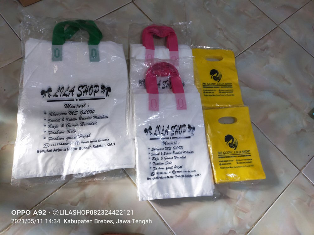 Plastik Sablon Hd Tali Ukuran 20x30 Isi 50 Pcs.free Desain Min Order 100 Pcs