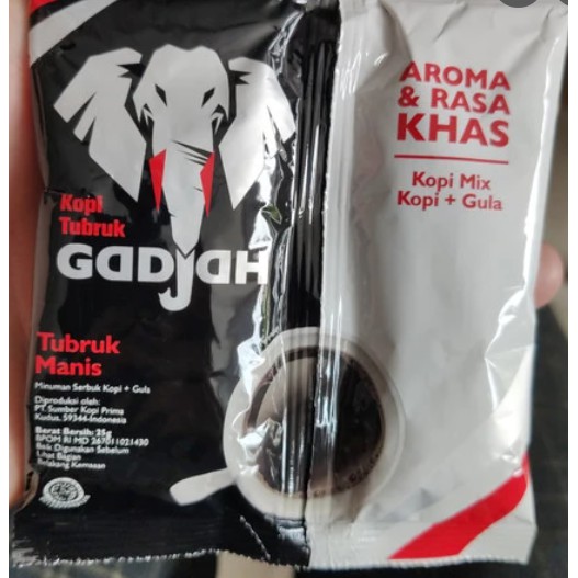 Kopi tubruk gadjah + gula 7 gram 10 sachet /  kopi gadjah 7g 20 sachet kopi gajah djarum kopi hitam