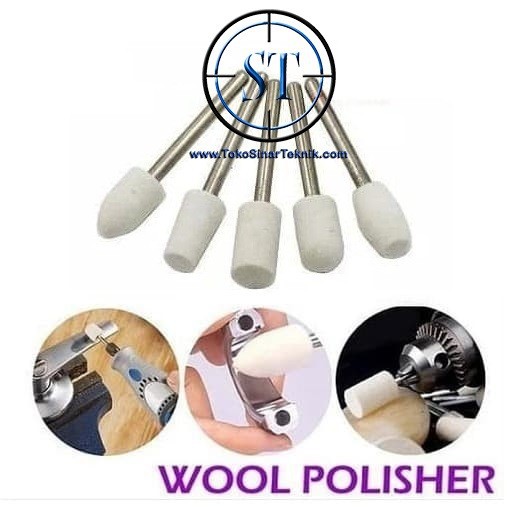 5 Pcs Mata Wool Polisher 3mm Alat Poles Gosok Mini Grinder Gerinda Tuner Polishing Halus Jam Mini Drill