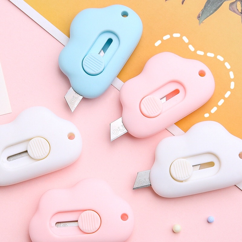 CUTTER MINI LUCU PORTABLE KECIL CUTE PISAU CUTER ALAT PEMOTONG KERTAS KANTOR SILET BENTUK AWAN