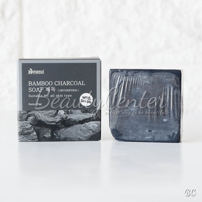 [HANASUI] BAMBOO CHARCOAL Soap with Scrub | SABUN ARANG BPOM