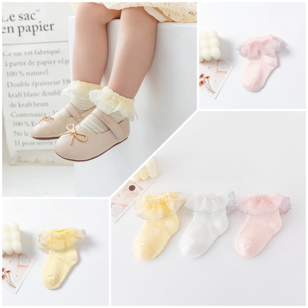 LittleAaron BEAUTY ANNIE Kaos Kaki renda Bayi Anak Perempuan Import Bahan Berkualitas newborn - 4 tahun