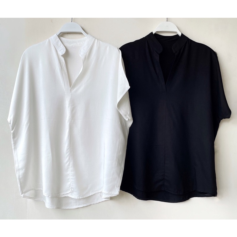 Plain Mao Blouse Vneck | Atasan polos simple basic | Blouse Atasan Vneck Rayon Twill |