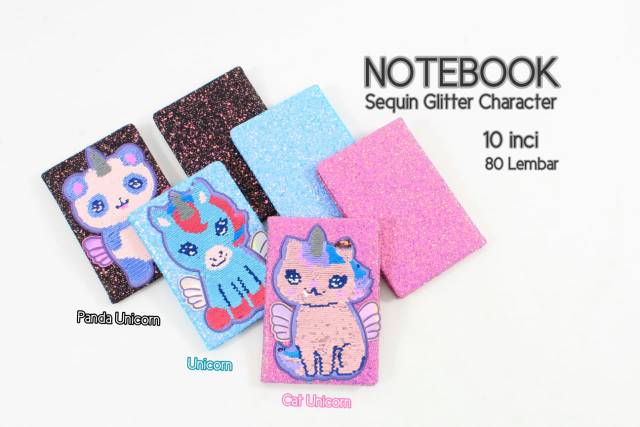 BUKU DIARY BOOK RAINBOW SEQUIN FLIP / FURRY UNICORN BULU