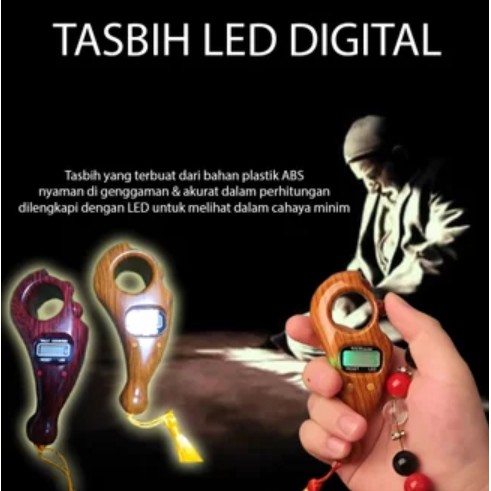 LED DIGITAL TASBIH PLUS KOMPAS UKURAN PANJANG 11CM