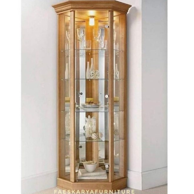 LEMARI PAJANGAN LEMARI HIAS POJOK KAYU JATI