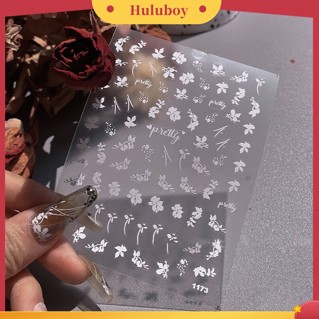 Huluboy Huluboy♡ 1 Lembar Stiker Kuku Motif Bunga Mini Seamless Flexible DIY Untuk Salon