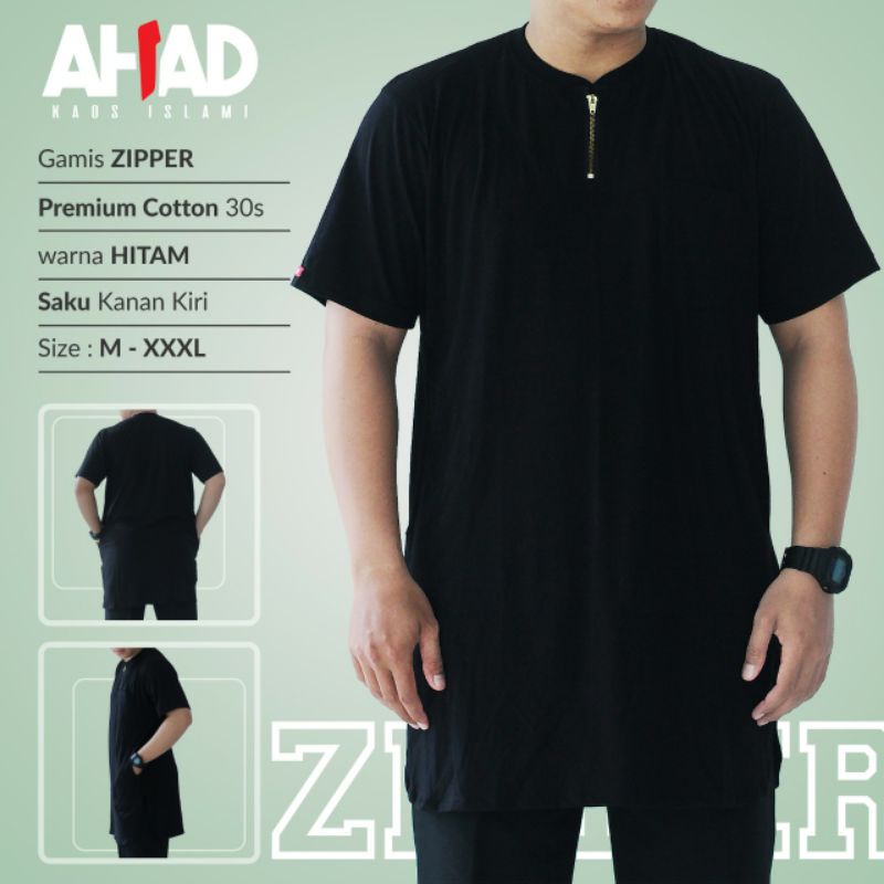 [ORI] KAOS GAMIS ZIPPER HITAM AHAD