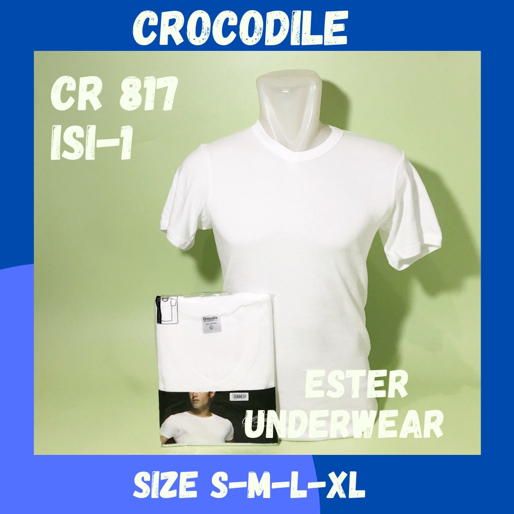 Oblong Pria V-neck CROCODILE  CR 817P PUTIH ISI-1PCS