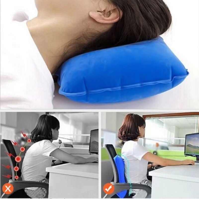 (60gr) GIANTEX Bantal Tiup Angin Lipat - Portabel Inflatable Neck Pillow