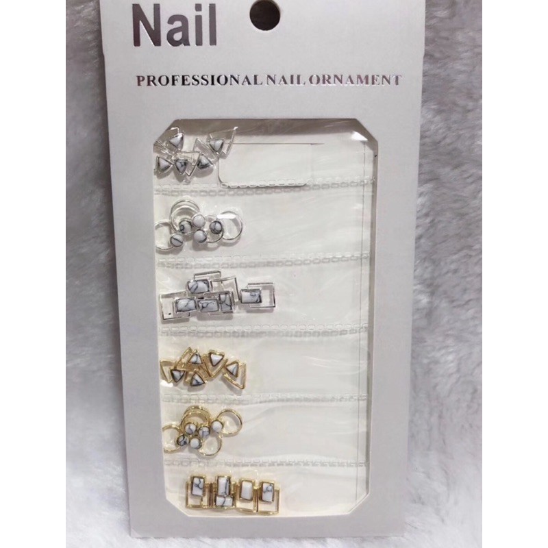 Nail acc white stone triangle nail charm nailart swarovski marble charm foil nail