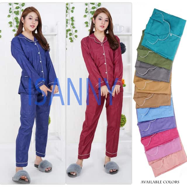 ISANNY PIYAMA SET PP SIZE.L/SATEN EMBOS PP/BAJU TIDUR/READY STOK/REAL PICT