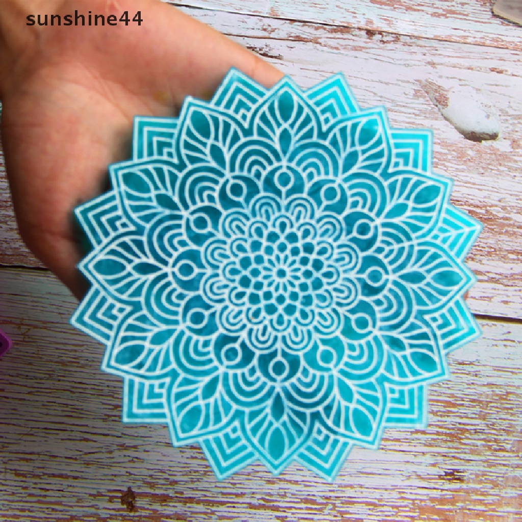 Sunshine Cetakan Epoxy Resin Bentuk Bulat Motif Mandala Bahan Silikon