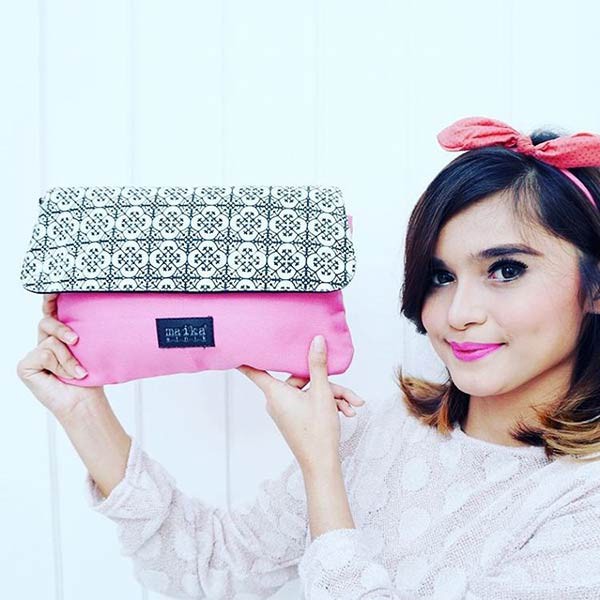 Tas Kanvas Clutch Maika etnik ANADARA PINK untuk Wanita