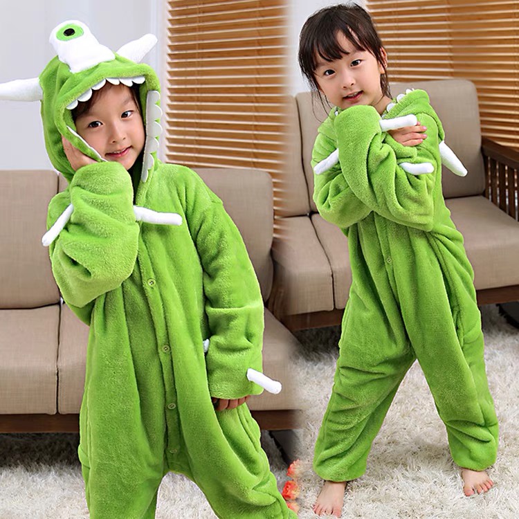 KOSTUM ONESIE MIKE WAZOWSKI HIJAU SULLEY MONSTER INC PIYAMA COSPLAY ANAK