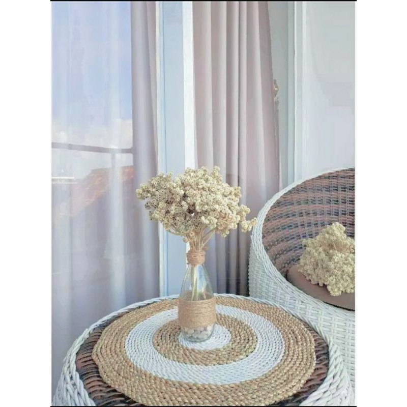 bunga edelweiss kering vas kaca vintage siap pajang murah best seller