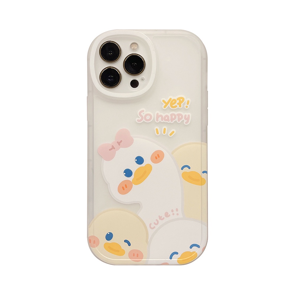 IPHONE Anak Perempuan Lucu Kartun Happy Duck Full Perlindungan Soft Case Cover Untuk Iphone7 8 PLUS XR XS 11 12 13 14 MINI PRO MAX SE 2020