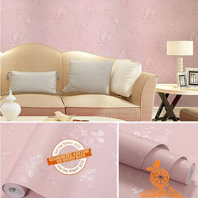 WALLPAPER DINDING POLOS WARNA PINK - Wallpaper Sticker Dinding 45cm x 10m