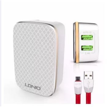 LDNIO A2204 HOME CHARGER TRAVEL 2 PORT TERMURAH USB ORIGINAL FAST CHARGING