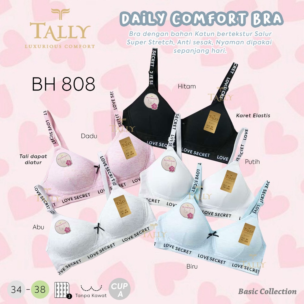 Bh Bra Tally 808 (Cup A) Katun | Bra Busa Tipis Tanpa Kawat |fyjp