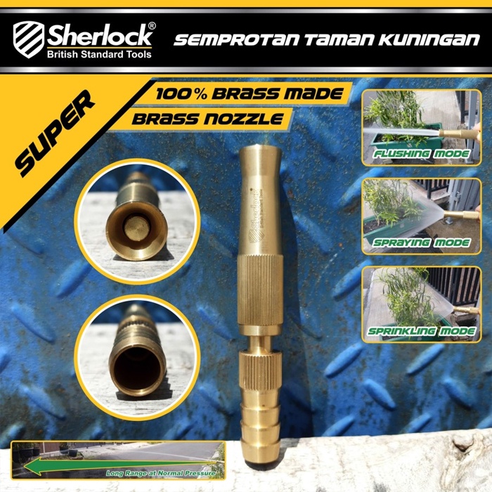 Semprotan Air Lurus Kuningan Taman Cuci Motor Mobil Sherlock Spray Nozzle