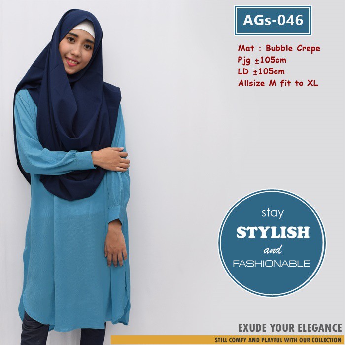 Atasan Wanita Long Tunik atau Baju atasan wanita model tunik bahan Bubble Crepe