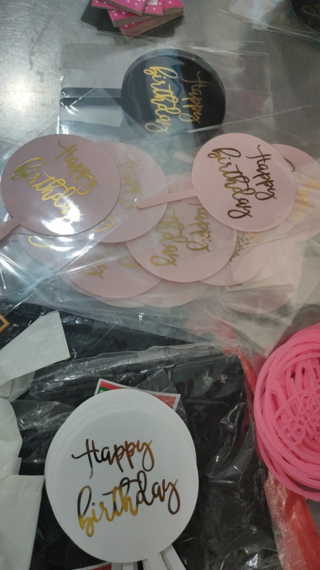 perlengkapan Pesta Ulang Tahun Dekorasi Kue Akrilik Emas Silvery Cupcake --b1