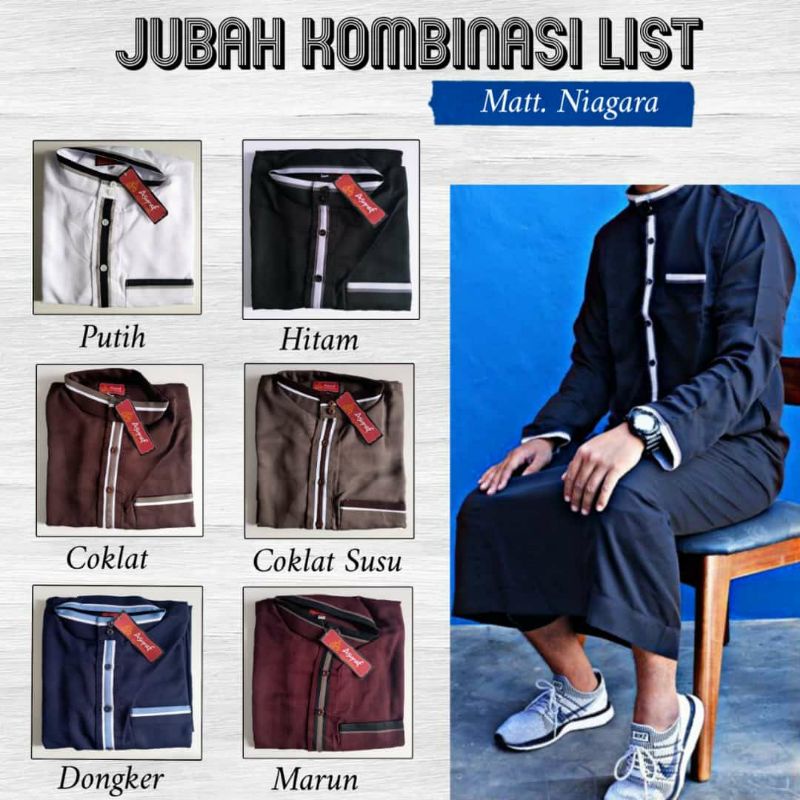 JUBAH KOMBINASI LIST / Jubah Dewasa "ASYRAF"