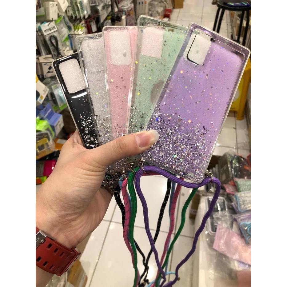 SAMSUNG S8/S8+/S9/S9+/S10/S10+/S20/S20+/S20 ULTRA/S20 FE/S21 FE CASE TALI GANTUNGAN NAGITA GLITER LANYARD CASE