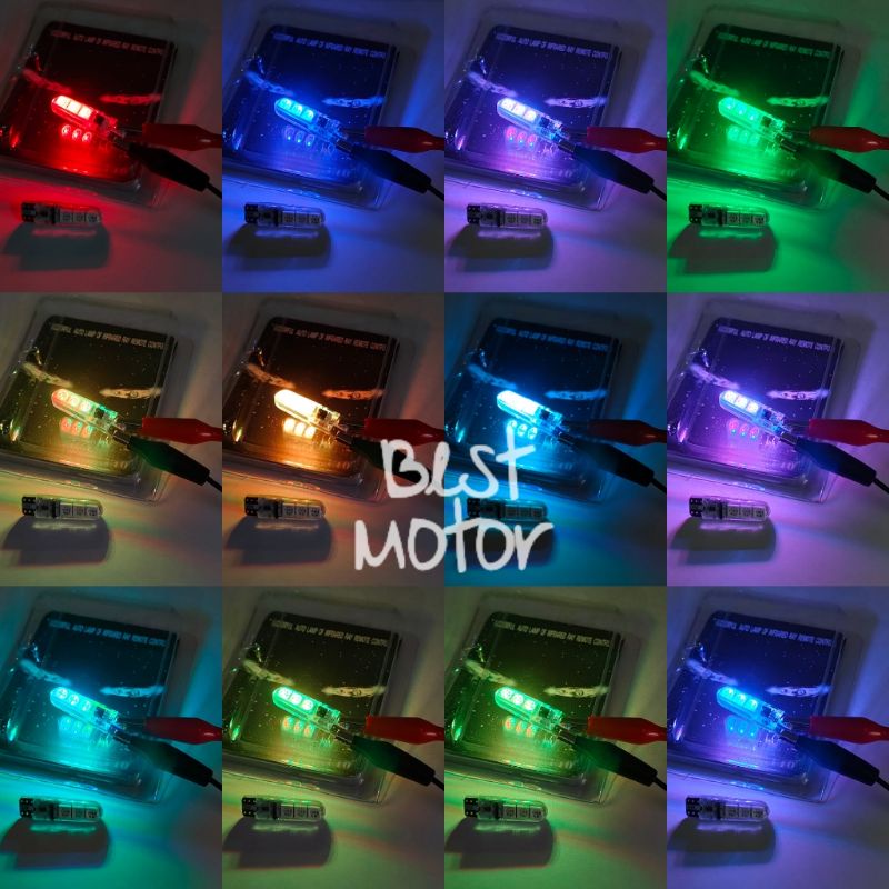 Lampu Senja LED Jelly T10 Remote RGB Lampu Kota Senja Motor / Mobil 16 Warna 2pcs