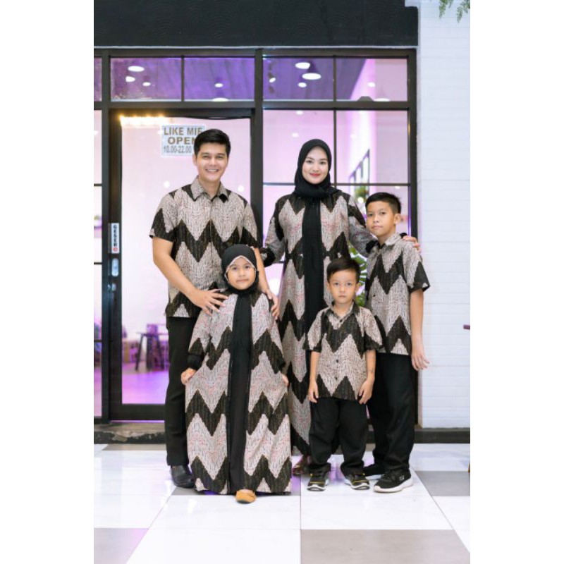 BATIK COUPLE KELUARGA SARIMBIT FAMILY BATIK KELUARGA GAMIS CARDY ZIGZAG