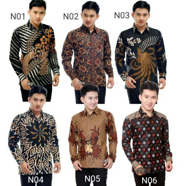 Batik Pria Lengan Panjang BATIK NAKULA HRB026 motif KERATONAN Kode 002 size M L XL XXL Reguler