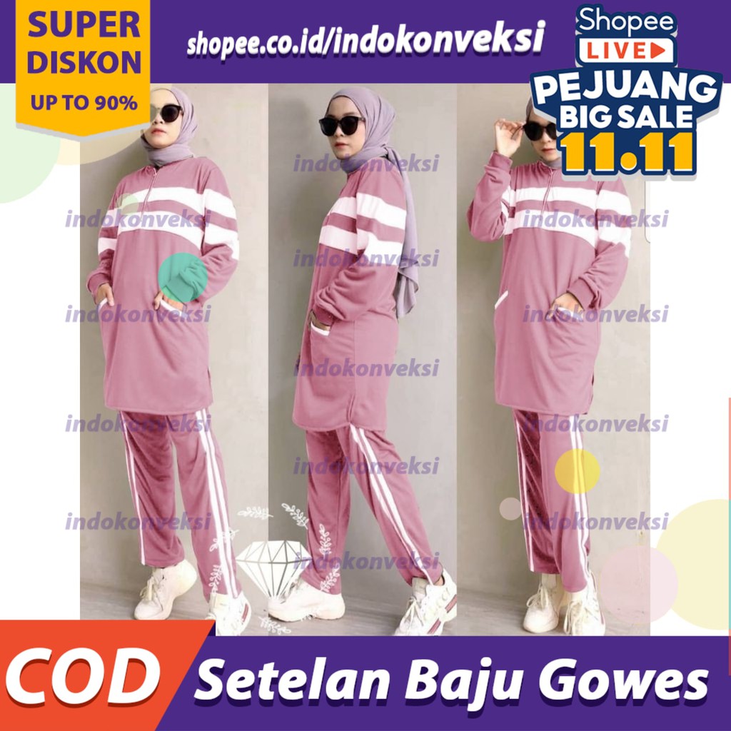 SYERIL TUNIL SET ORI UNIQUE GOWES STELLAN WANITA BAJU OLAHRAGA WANITA MUSLIM BAJU SET SEPEDA JUMBO I