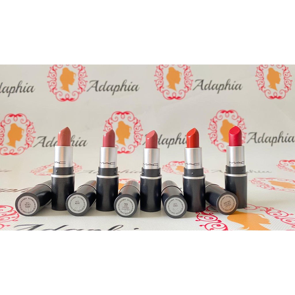 [SATUAN] Mac Lipstick Mini Velvet Teddy Mehr Chili Twig Ruby Woo
