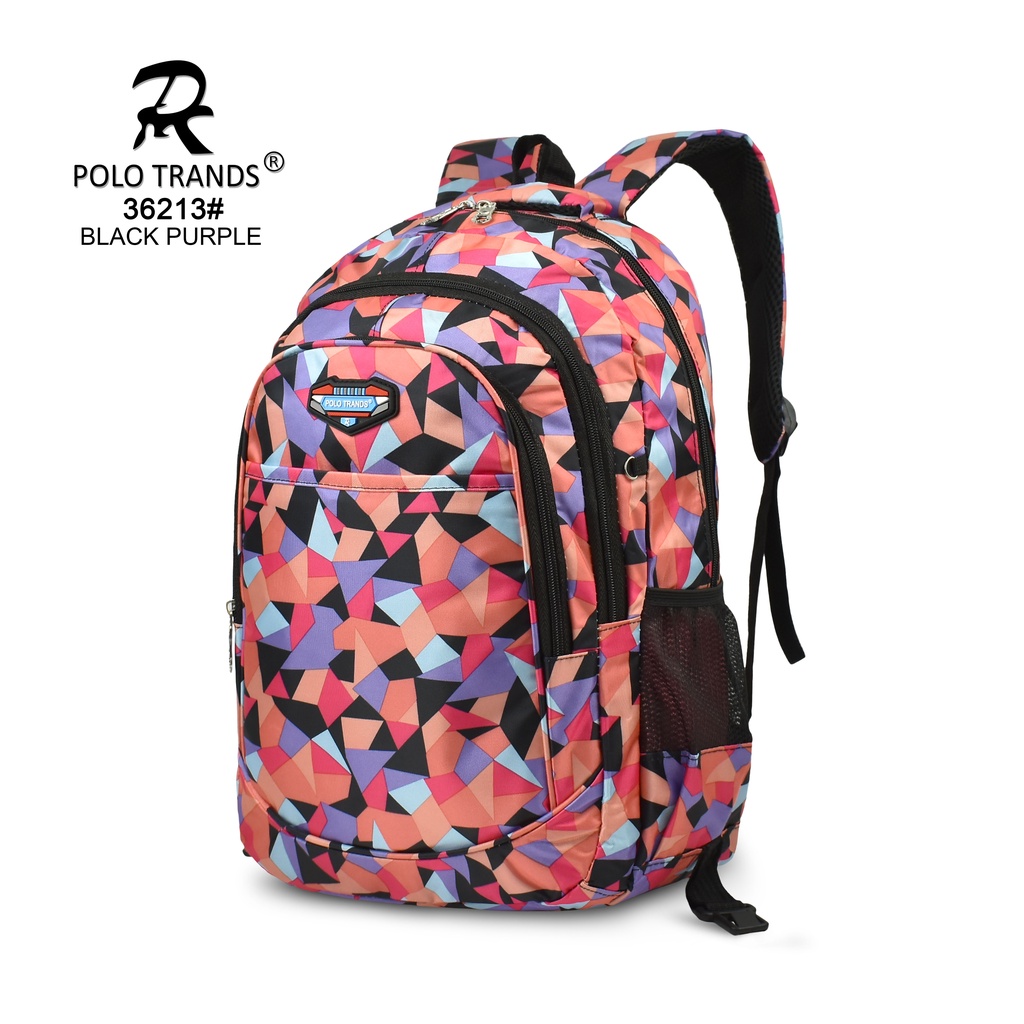 Polo Trands Tas Sekolah Anak Perempuan Gratis Pouch 36177 & 36178 Tas Anak-36213 Black Purple